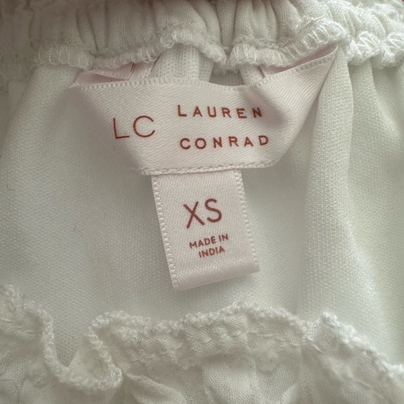 lauren conrad white Swiss dot midi skirt and cropped blouse set - Picture 5 of 11